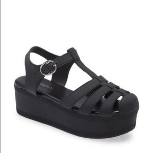 Jeffrey Campbell free people black platform sandals size 10